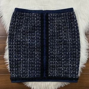 Tory Burch Navy Black Hue Annabelle Tweed Skirt